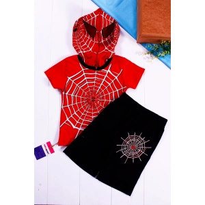 Eterelle Örümcek Adam Desenli Kapişonlu Erkek Çocuk Takımı