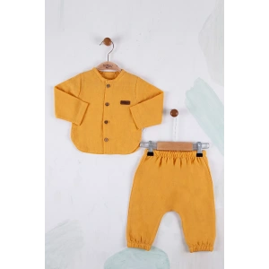 Eterelle Oval Kesim 5 Düğmeli Müslin Kumaş 2li Erkek Bebek Takımı