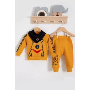 Eterelle Oynar Gözlü Fularlı 3lü Erkek Bebek Takımı