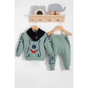 Eterelle Oynar Gözlü Fularlı 3lü Erkek Bebek Takımı