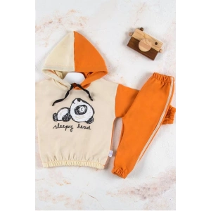Eterelle Panda Desenli Kapişonlu Erkek Bebek Takımı