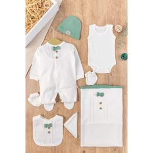 Eterelle Papyonlu Tulumlu 100% Pamuk 8li Hastane Çıkış Seti 