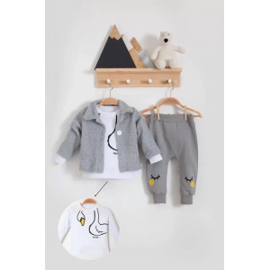 Eterelle Peluş Hırkalı 3 Lü Kız Bebek Takım