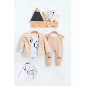 Eterelle Peluş Hırkalı 3 Lü Kız Bebek Takım