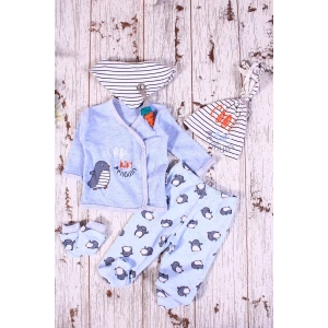 Eterelle Penguen Desenli Fularlı 5li Erkek Hastane Çıkışı