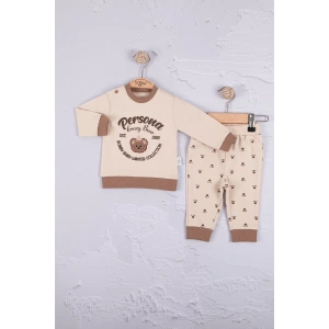 Eterelle Persona Bear Nakışlı % 100 Pamuk 2li Erkek Bebek Takım