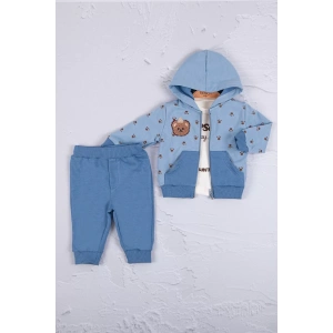 Eterelle Persona Bear Nakışlı % 100 Pamuk 3li Erkek Bebek Takım