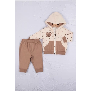 Eterelle Persona Bear Nakışlı % 100 Pamuk 3li Erkek Bebek Takım