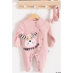 Eterelle Pretty Dog Nakışlı Bandanalı % 100 Pamuk Kız Bebek Tulumu