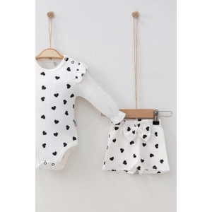 Eterelle Şortlu Kalp Desenli 2li Kız Bebek Takımı