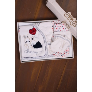 Eterelle Tavşan Desenli 5 Parça Erkek Bebek Hastane Çıkışı Seti