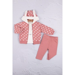 Eterelle Tavşan Kulaklı Puanlı 3lü Kız Bebek Takım