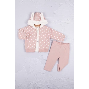 Eterelle Tavşan Kulaklı Puanlı 3lü Kız Bebek Takım