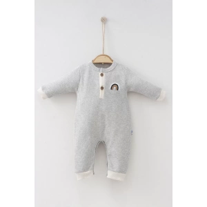 Eterelle Waffle Gökkuşağı Nakışlı Erkek Bebek Tulumu