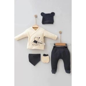 Eterelle Waffle Natural % 100 Pamuk 5li Erkek Bebek Hastane Çıkış Seti