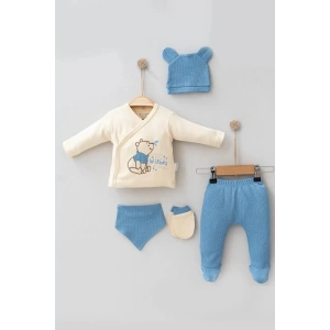 Eterelle Waffle Natural % 100 Pamuk 5li Erkek Bebek Hastane Çıkış Seti