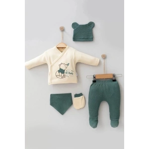 Eterelle Waffle Natural % 100 Pamuk 5li Erkek Bebek Hastane Çıkış Seti