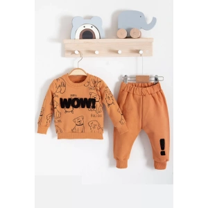 Eterelle Wow Nakışlı Pamuklu 2li Erkek Bebek Takımı