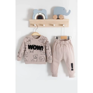 Eterelle Wow Nakışlı Pamuklu 2li Erkek Bebek Takımı