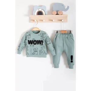 Eterelle Wow Nakışlı Pamuklu 2li Erkek Bebek Takımı