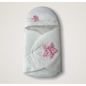 Eterelle Yenidoğan Çift Yıldız Detaylı Şapkalı Duvaklı Kız Bebek Klasik Kundak Bebek Battaniyesi Ekru