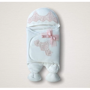 Eterelle Yenidoğan Fistolu Fiyonk Kurdelalı Şapkalı Lüks Kız Erkek Bebek Ayaklı Kundak Bebek Battaniyesi Pembe