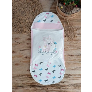 Eterelle Yenidoğan İlk Baharın Ceylanı Nakışlı Çıt Çıt Kapama Bebek Kundak Ekru
