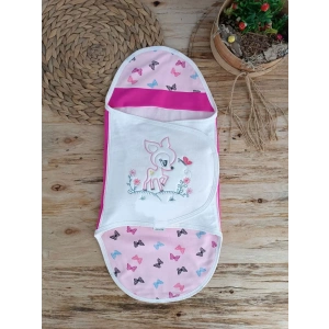 Eterelle Yenidoğan İlk Baharın Ceylanı Nakışlı Çıt Çıt Kapama Bebek Kundak Pembe