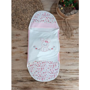 Eterelle Yenidoğan İlkbaharın Tavşanı Nakışlı Çıt Çıt Kapamalı Bebek Kundak Ekru