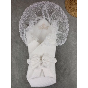 Eterelle Yenidoğan Kumru Plazma Taçlı Lüks Kundak Bebek Battaniyesi Ekru