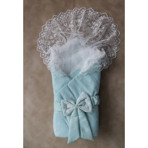 Eterelle Yenidoğan Sedef Kareli Duvaklı Kız Kundak Bebek Battaniyesi Mint Yeşili