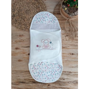 Eterelle Yenidoğan Tavşan Show Nakışlı Çıt Çıt Kapamalı Bebek Kundak Ekru