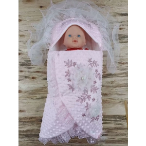 Eterelle Yenidoğan Topçikli Gül Bahçesi Tül Örtülü Kız Erkek Bebek Klasik Kundak Bebek Battaniyesi Pembe