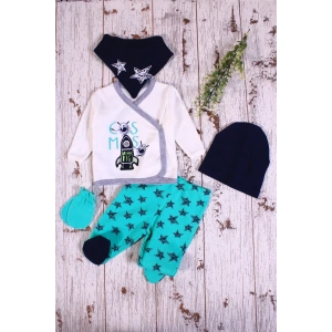 Eterelle Yıldız Desenli Fularlı 5li Erkek Hastane Çıkışı