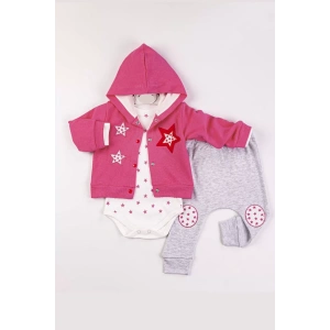 Eterelle Yıldız Nakışlı Kapişonlu Kız Bebek Takımı