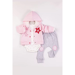 Eterelle Yıldız Nakışlı Kapişonlu Kız Bebek Takımı