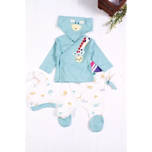 Eterelle Zürafa Nakışlı 5li Erkek Bebek Hastane Çıkış Seti