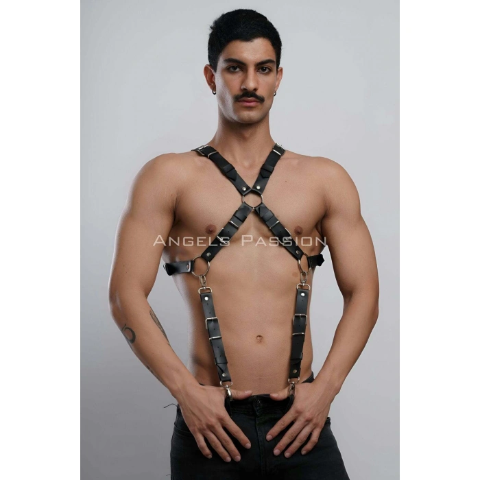 Eterelle Şık Erkek  Gömlek Kemeri, Erkek  Pantolon Askısı, Deri Göğüs Harness - Brfm84