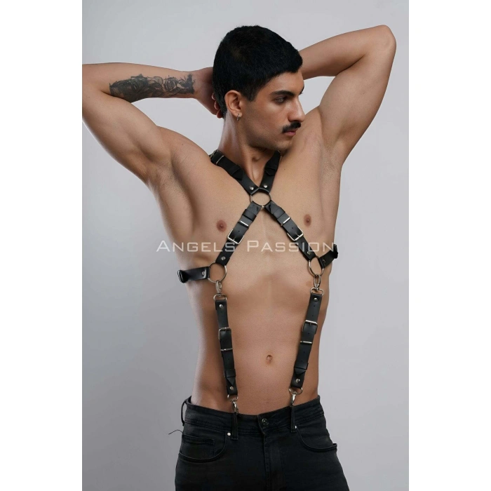 Eterelle Şık Erkek  Gömlek Kemeri, Erkek  Pantolon Askısı, Deri Göğüs Harness - Brfm84