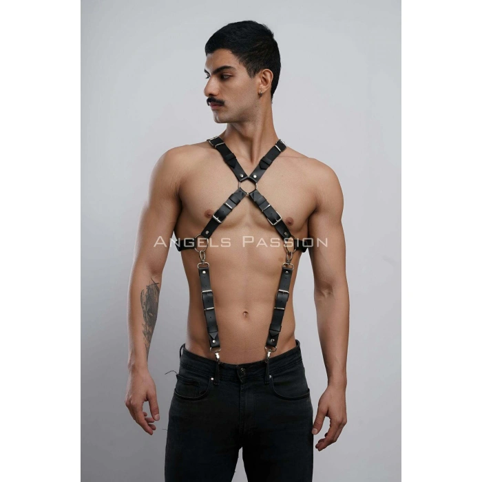 Eterelle Şık Erkek  Gömlek Kemeri, Erkek  Pantolon Askısı, Deri Göğüs Harness - Brfm84