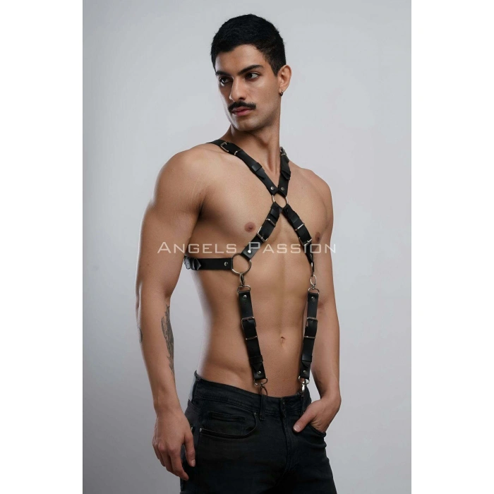 Eterelle Şık Erkek  Gömlek Kemeri, Erkek  Pantolon Askısı, Deri Göğüs Harness - Brfm84