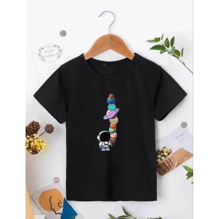 Çocuk Unisex Baskılı T-Shirt - Siyah