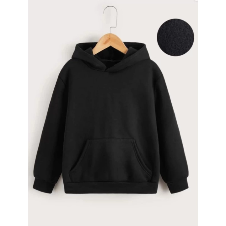 Çocuk Unisex Kapüşonlu Özel Tasarım Basic Sweatshirt - Siyah