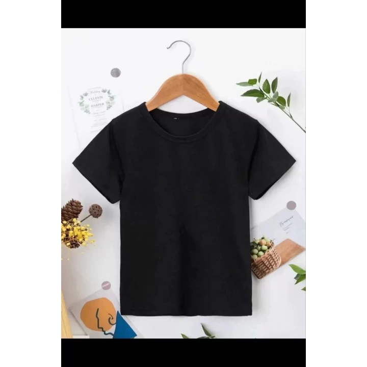 Çocuk Unisex Kapüşonlu Özel Tasarım Basic Tshirt - Siyah