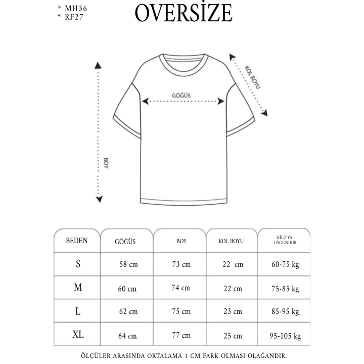 Kadın Bisiklet Yaka Baskılı Oversize T-Shirt - Siyah