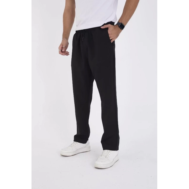 Kışlık Dabıl Kumaş Basic Eşofman Pantolon - Siyah