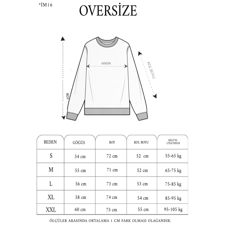 Oversize Bisiklet Yaka Baskılı SweatShirt - Beyaz