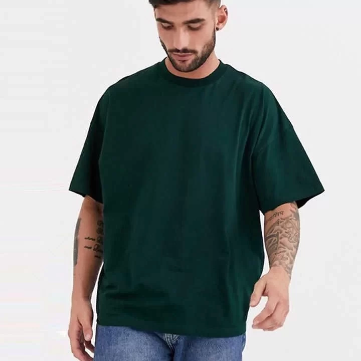 Unisex Basic Bisiklet Yaka Oversize T-Shirt - Haki