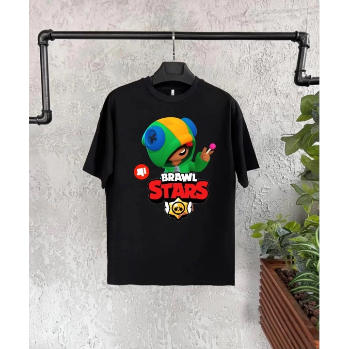 Unisex Baskılı Kısa Kol Çocuk T-Shirt - Siyah