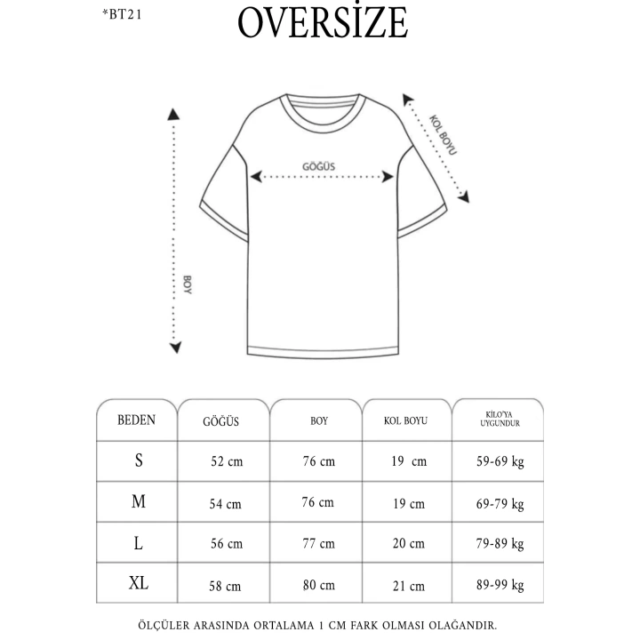 Unisex Bisiklet Yaka Baskılı Oversize T-Shirt - Beyaz